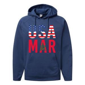 Moorish American Morocco Flag Moroccan Soccer Supporter Gift Performance Fleece Hoodie