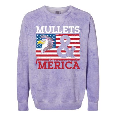 Mullets And Merica Eagle Mullet Hairstyle Funny Gift Colorblast Crewneck Sweatshirt