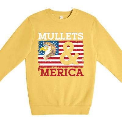 Mullets And Merica Eagle Mullet Hairstyle Funny Gift Premium Crewneck Sweatshirt