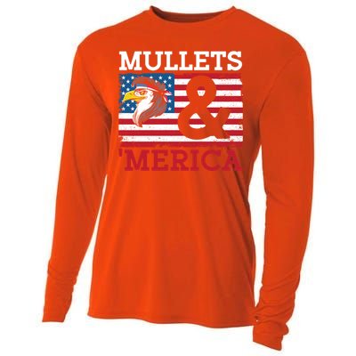 Mullets And Merica Eagle Mullet Hairstyle Funny Gift Cooling Performance Long Sleeve Crew