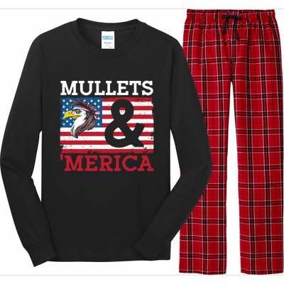 Mullets And Merica Eagle Mullet Hairstyle Funny Gift Long Sleeve Pajama Set