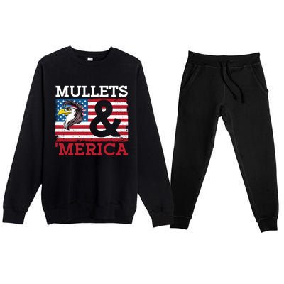 Mullets And Merica Eagle Mullet Hairstyle Funny Gift Premium Crewneck Sweatsuit Set