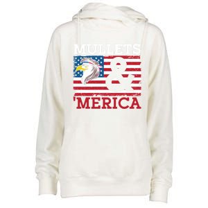 Mullets And Merica Eagle Mullet Hairstyle Funny Gift Womens Funnel Neck Pullover Hood