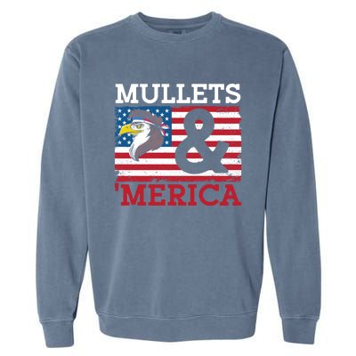 Mullets And Merica Eagle Mullet Hairstyle Funny Gift Garment-Dyed Sweatshirt