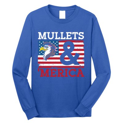 Mullets And Merica Eagle Mullet Hairstyle Funny Gift Long Sleeve Shirt