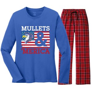 Mullets And Merica Eagle Mullet Hairstyle Funny Gift Women's Long Sleeve Flannel Pajama Set 