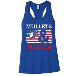 Mullets And Merica Eagle Mullet Hairstyle Funny Gift Women's Racerback Tank