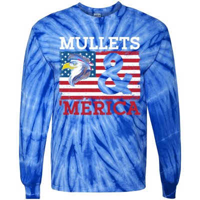 Mullets And Merica Eagle Mullet Hairstyle Funny Gift Tie-Dye Long Sleeve Shirt