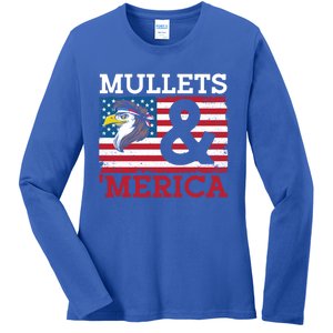 Mullets And Merica Eagle Mullet Hairstyle Funny Gift Ladies Long Sleeve Shirt