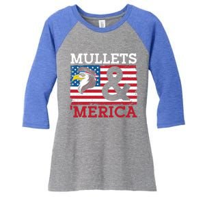 Mullets And Merica Eagle Mullet Hairstyle Funny Gift Women's Tri-Blend 3/4-Sleeve Raglan Shirt