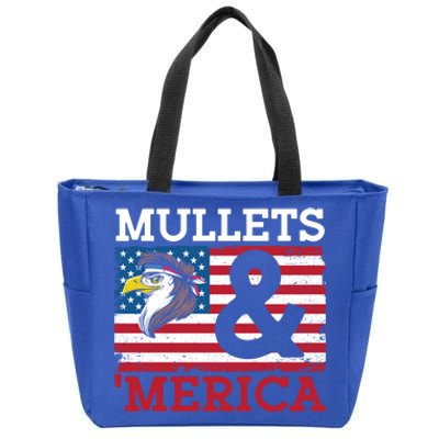 Mullets And Merica Eagle Mullet Hairstyle Funny Gift Zip Tote Bag