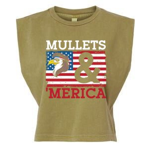 Mullets And Merica Eagle Mullet Hairstyle Funny Gift Garment-Dyed Women's Muscle Tee