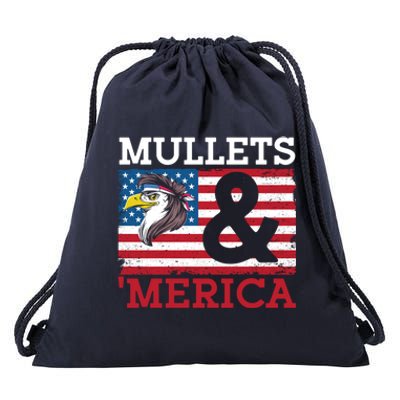 Mullets And Merica Eagle Mullet Hairstyle Funny Gift Drawstring Bag