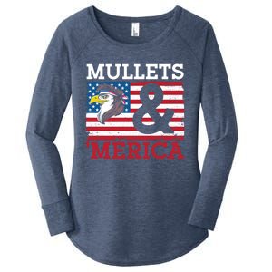 Mullets And Merica Eagle Mullet Hairstyle Funny Gift Women's Perfect Tri Tunic Long Sleeve Shirt