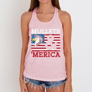 Mullets And Merica Eagle Mullet Hairstyle Funny Gift Women's Knotted Racerback Tank