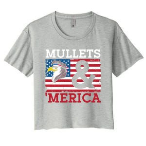 Mullets And Merica Eagle Mullet Hairstyle Funny Gift Women's Crop Top Tee