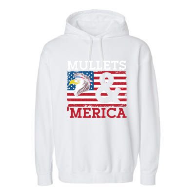 Mullets And Merica Eagle Mullet Hairstyle Funny Gift Garment-Dyed Fleece Hoodie