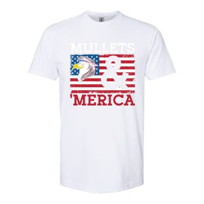 Mullets And Merica Eagle Mullet Hairstyle Funny Gift Softstyle CVC T-Shirt