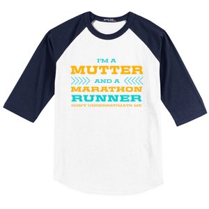 Mutter And Marathon Runner Funny Running Humor Sprinting Mom Gift Baseball Sleeve Shirt