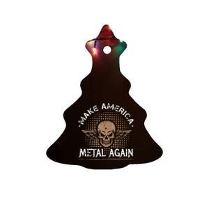 Make America Metal Again Skull Rock And Roll Heavy Music Ceramic Tree Ornament