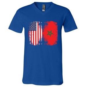 Moorish American Morocco Flag Moroccan Soccer Supporter Cool Gift V-Neck T-Shirt