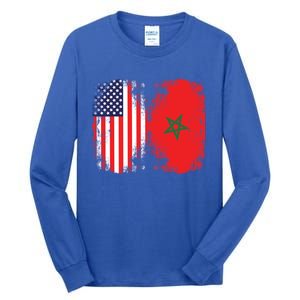 Moorish American Morocco Flag Moroccan Soccer Supporter Cool Gift Tall Long Sleeve T-Shirt