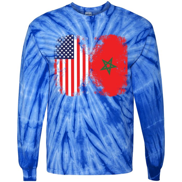 Moorish American Morocco Flag Moroccan Soccer Supporter Cool Gift Tie-Dye Long Sleeve Shirt