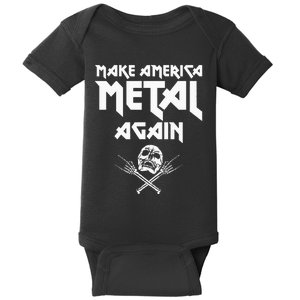 Make America Metal Again Skull Rock And Roll Heavy Music Baby Bodysuit