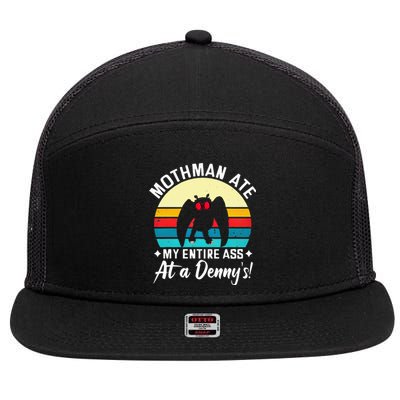 Mothman Ate My Entire Ass Vintage Mothman Cryptid Funny 7 Panel Mesh Trucker Snapback Hat