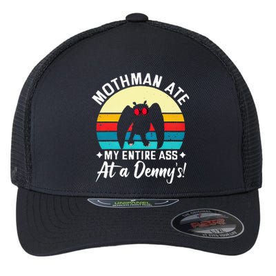 Mothman Ate My Entire Ass Vintage Mothman Cryptid Funny Flexfit Unipanel Trucker Cap