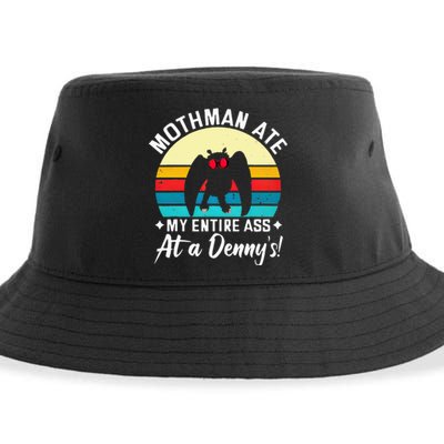 Mothman Ate My Entire Ass Vintage Mothman Cryptid Funny Sustainable Bucket Hat