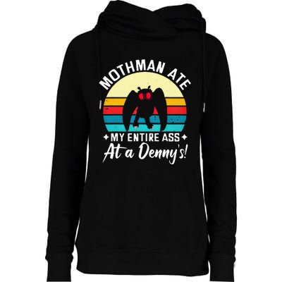 Mothman Ate My Entire Ass Vintage Mothman Cryptid Funny Womens Funnel Neck Pullover Hood