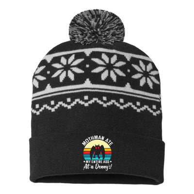 Mothman Ate My Entire Ass Vintage Mothman Cryptid Funny USA-Made Snowflake Beanie