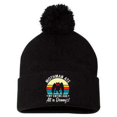 Mothman Ate My Entire Ass Vintage Mothman Cryptid Funny Pom Pom 12in Knit Beanie