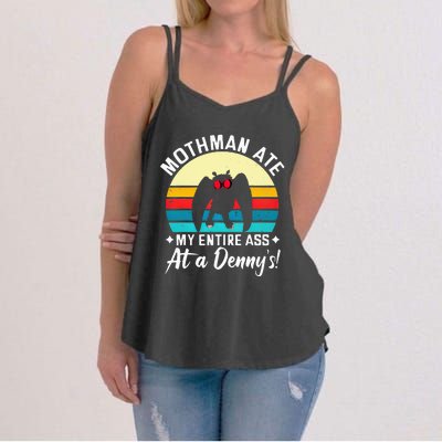 Mothman Ate My Entire Ass Vintage Mothman Cryptid Funny Women's Strappy Tank