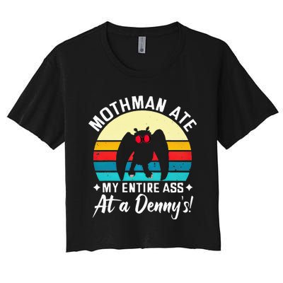 Mothman Ate My Entire Ass Vintage Mothman Cryptid Funny Women's Crop Top Tee