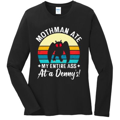 Mothman Ate My Entire Ass Vintage Mothman Cryptid Funny Ladies Long Sleeve Shirt