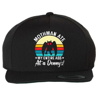 Mothman Ate My Entire Ass Vintage Mothman Cryptid Funny Wool Snapback Cap