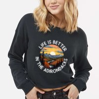 Moose Adirondack Mountains Life Is Better In The Adirondacks Cropped Pullover Crew