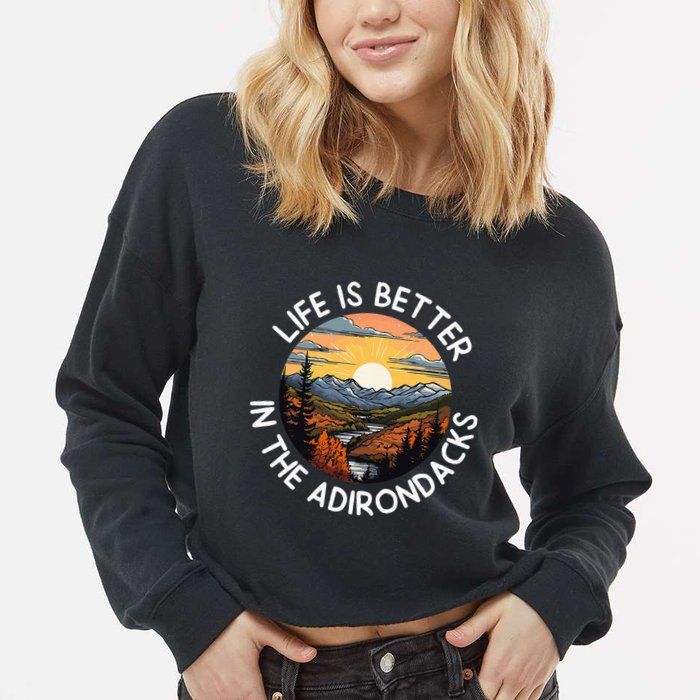 Moose Adirondack Mountains Life Is Better In The Adirondacks Cropped Pullover Crew