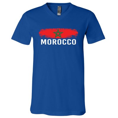 Moorish American Morocco Flag Moroccan Soccer Supporter Gift V-Neck T-Shirt