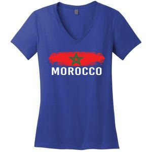 Moorish American Morocco Flag Moroccan Soccer Supporter Gift Women's V-Neck T-Shirt