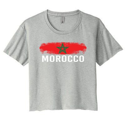 Moorish American Morocco Flag Moroccan Soccer Supporter Gift Women's Crop Top Tee