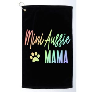 Mini Aussie Mama Rainbow Paw Print Australian Shepherd Mom Cool Gift Platinum Collection Golf Towel