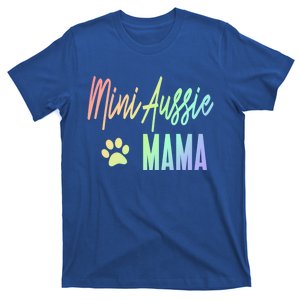 Mini Aussie Mama Rainbow Paw Print Australian Shepherd Mom Cool Gift T-Shirt