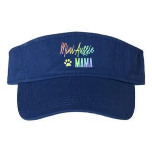 Mini Aussie Mama Rainbow Paw Print Australian Shepherd Mom Cool Gift Valucap Bio-Washed Visor