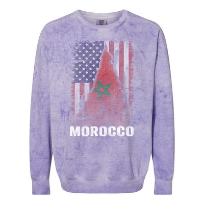 Moorish American Morocco Flag Moroccan Soccer Supporter Gift Colorblast Crewneck Sweatshirt