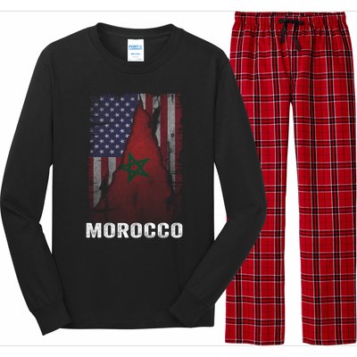 Moorish American Morocco Flag Moroccan Soccer Supporter Gift Long Sleeve Pajama Set