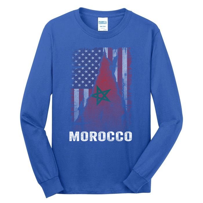 Moorish American Morocco Flag Moroccan Soccer Supporter Gift Tall Long Sleeve T-Shirt