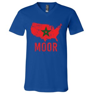 Moorish American Morocco Flag Moroccan Soccer Supporter Gift V-Neck T-Shirt